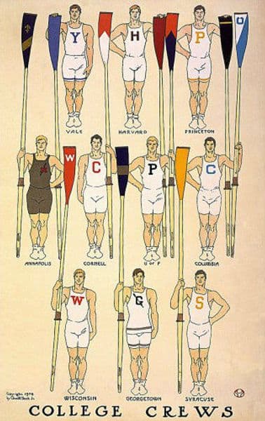 COLLAGE CREWS 1908 VINTAGE ROWING YALE HARVARD PRINCETON ANNAPOLIS Wall Sticker Silk Poster Art Light Canvas Home Decoration