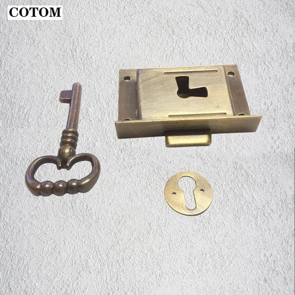 Classic Retro Brass European Antique Drawer Cabinet Locks Dresser Cabinet Hidden Closet Door Lock Furniture Hidden With Key