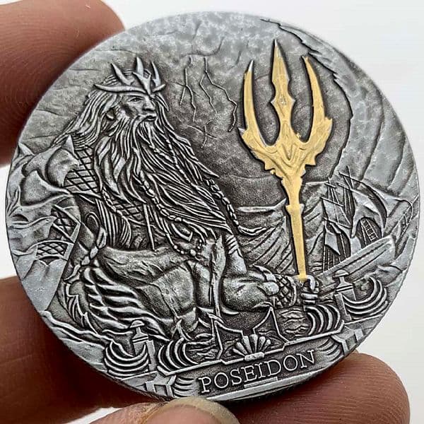 2019 Sea King Poseidon Silver Gold Coins Elizabeth One Troy Ounce Replica Souvenir Gifts Crafts Collection