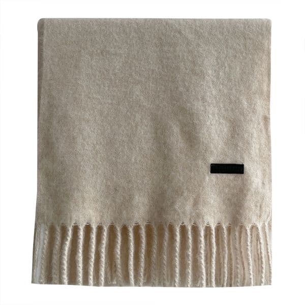 1-352 Women's Solid Color Mohair Scarf with Warm Tassels for Autumn and Winter