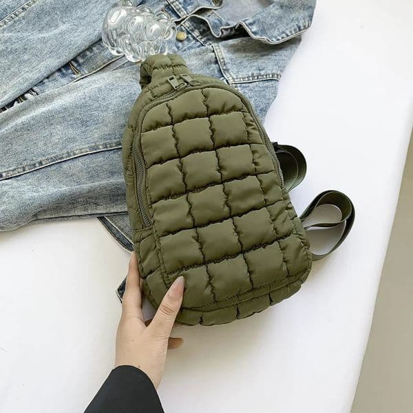 Women Quilted Chest Cloud Adjustable Strap Puffer Crossbody Sling Casual Waist Pack Outdoor Travel Bag 250103