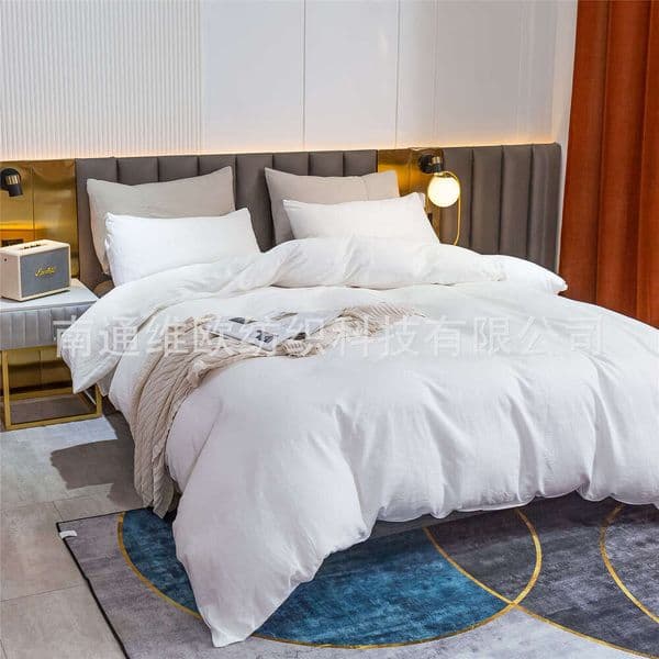 Fitted Sheet Bedspread Flat Sheets Weiou Home Textile Cotton Linen Color Pillowcase Duvet Cover Three Piece Set