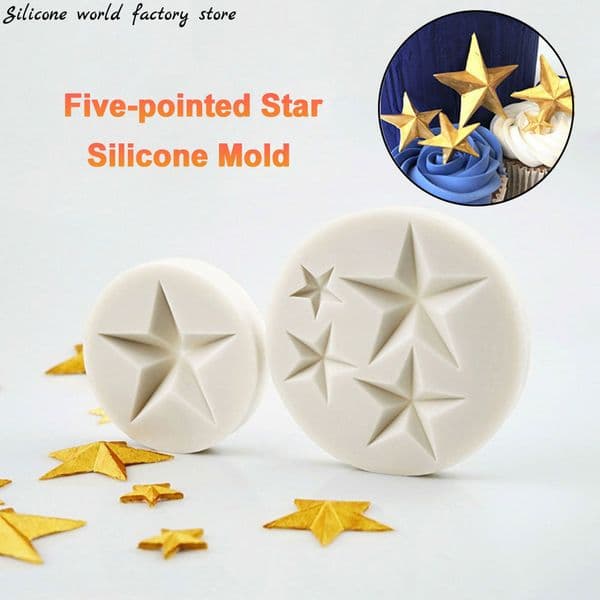 Silicone world Five-pointed Star Silicone Molds Fondant Cakes Chocolate Dessert Lace Decor Tools DIY Pastry Baking Tools