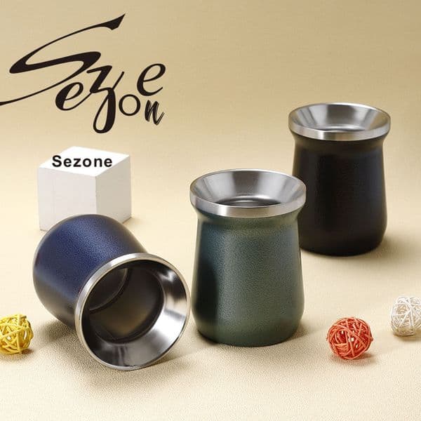SeZone 8OZ Tumbler Stainless Steel Coffee Wine BeerMug Double Wall Vacuum Insulated Tea Cup With Lid Travel Mug Yerba Mate Gourd