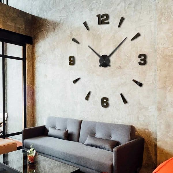 Large 3D DIY giant acrylic mirror frameless clock tower home living room wall decoration W250107