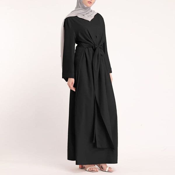 (80) New Beautiful Fashionable Solid Color Elegant Simple Connecting Belt Dress Robe