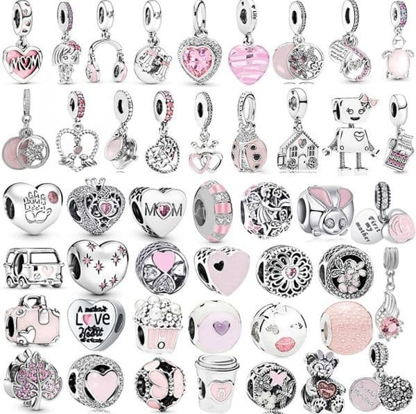 Hot Sale Sliver Plated Series Charm Bead Dangle Fit Original Bracelets Necklace DIY Jewelry fashion Women Gift