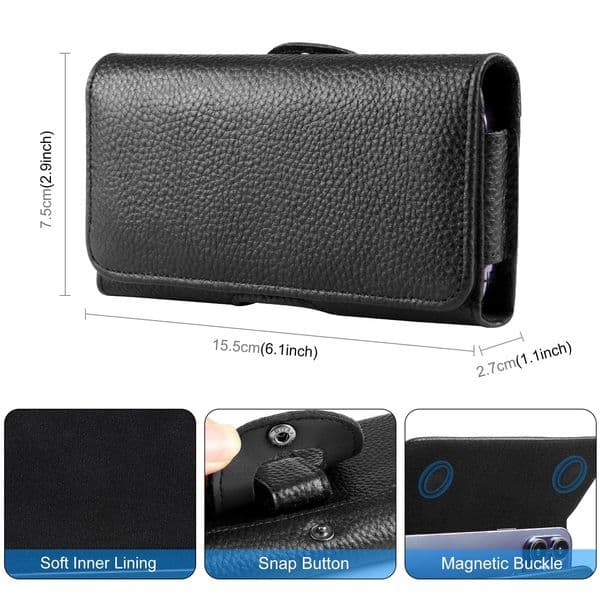 HAWEEL Phone Holster Case Genuine Leather Phone 2025 Belt Clip 4.7-6.8 inch Pouch bag Waist Bag For iPhone 15 Samsung Galaxy S23 5G
