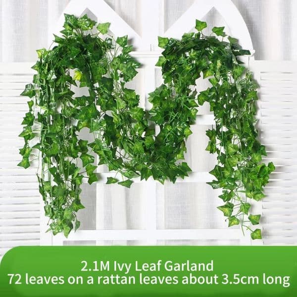 2.1M Artificial Garland Silk Wall Plant Green Ivy Leaf Hanging Vine Home Garden Decoration Wedding Party DIY Fake Wreath Leaves