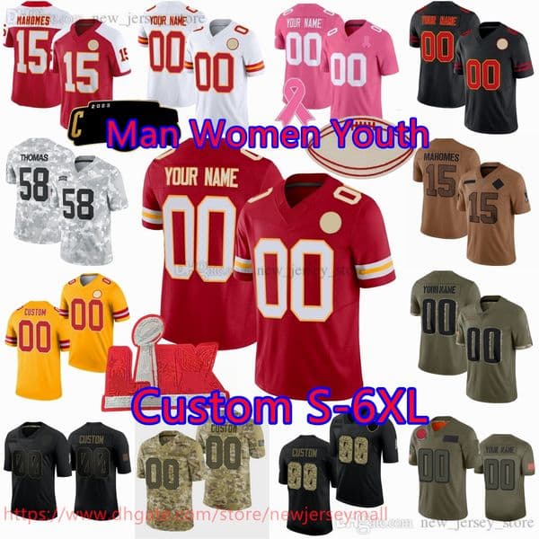 Custom DIY Football 15 Patrick Mahomes Jersey S-6XL Stitch 10 Isiah Pacheco 1 Xavier Worthy Chris Jones Travis Kelce Rashee Rice Nick Bolton Harrison Butker Hopkins