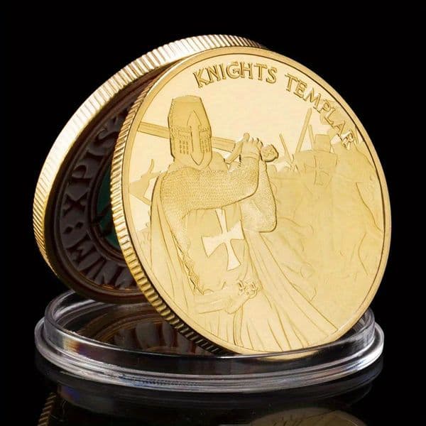Knights Templars Challenge Coins Teutonic Order Golden Plated Commemorative Coins Crusades Home Decorations
