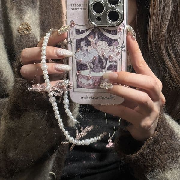 INS Ballet Girl Music Box Glitter Diamiond Phone Case For iPhone 15 14 2925 13 12 Pro Max Korea Case Shockproof Soft Back Cover Funda