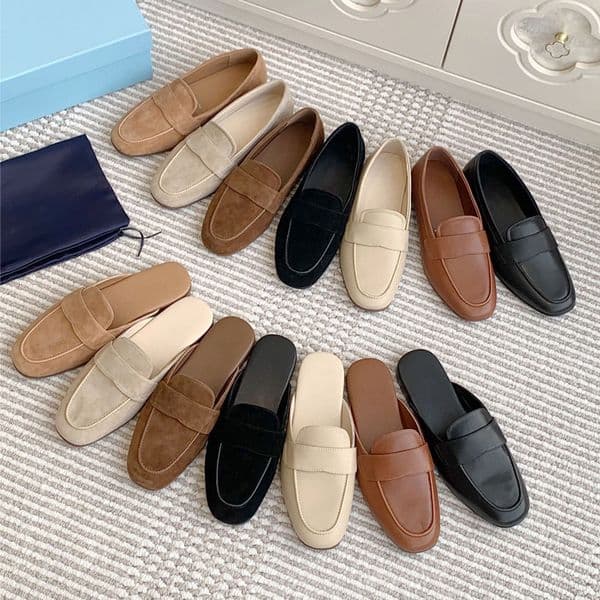 top quality genuinel leather Suede colg Slipper mules Beach flats heel slip on sandals for womens Luxury woman shoes designer slides Vacation Walking shoes