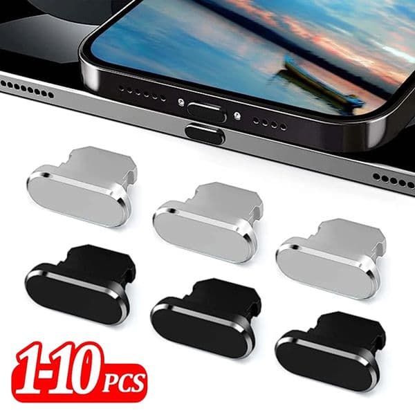 10pcs Aluminum Alloy Anti Dust Plug for IPhone 14 13 12 Pro Max XS 8 7 6 Plus IPad AirPods Apple Series Lightning Port Cover Cap