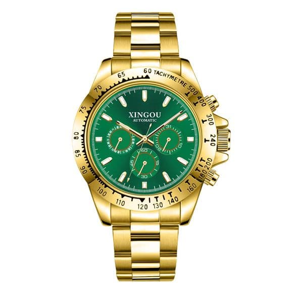 Men's Automatic Mechanical Watch with Gold-Toned Stainless Steel Band and 30M Waterproof