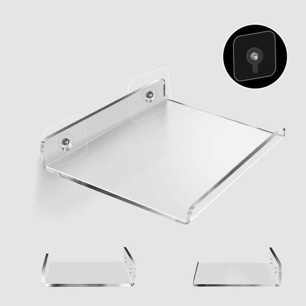 Punch-Free Clear Acrylic Wall Mounted Shelf for Living Room, Bathroom, Hidden Wall Hovering Shelf for Book, Toy and Decoration