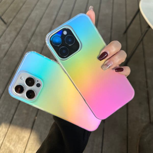 Rainbow Cases For Iphone 17 Air 16E 16 Plus 15 Pro Max 14 13 12 11 Samsung S25 Edge Ulta S24 S23 FE Hard Plastic Soft IMD TPU Matte Colorful Gradient Hybrid