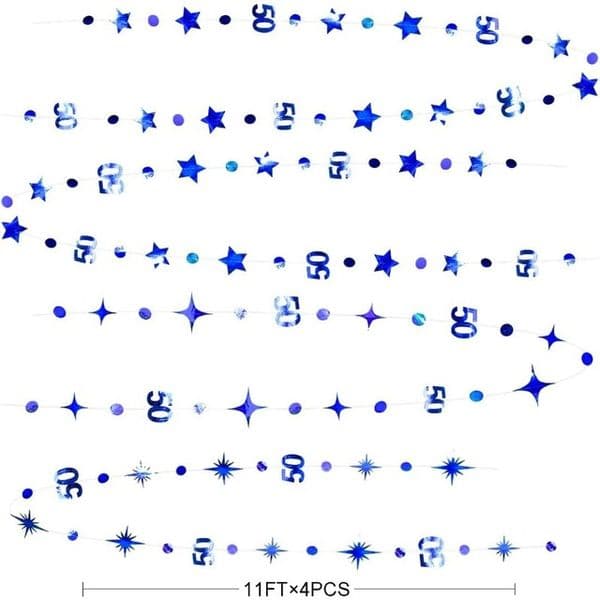 hot sale Navy Blue 50th Birthday Banner Decor Number 50 Circle Dot Twinkle Star Garland 50 Year Old Happy 50th Anniversary Party Supplies