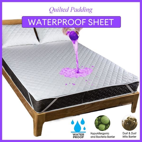 Quilted Bed Topper Waterproof Sheet Protector with Straps Mattress Pad Cover Softable & Washable