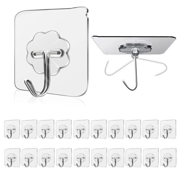 Waterproof and Oilproof Wall Hooks, Sticky Hooks for Kitchen Bathroom Shower Door Outdoor Wall Hanging Door Self-adhesive