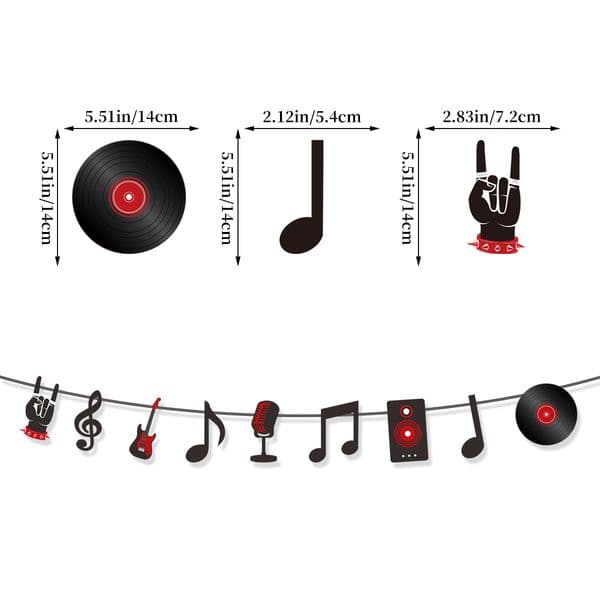 To Rock Theme s Born Banner Cake Topper Music Notes Spiral Swirl and Roll Honeycomb Ornaments for Birthday Party Decor pper