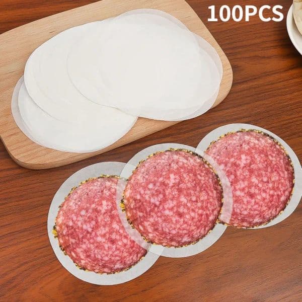 100pcs Burger Patty Paper Non-stick Grease-absorbent Paper Patty Mat Steamer Round Disposable Baking Paper for Burger Separation