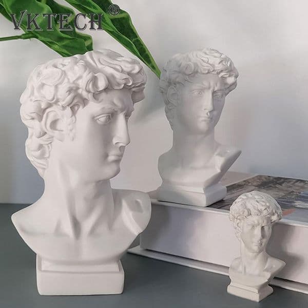 Greek Mythology Figurine David Head Portraits Bust Mini Gypsum Statue Drawing Practice Crafts Plaster Sculpture Nordic Decor