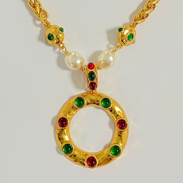 2025 New Luxury Charm Jewelry Women High Quality Yellow Gold Plated Colorful Glass Pendant Necklace for Party Wedding Nice Gift