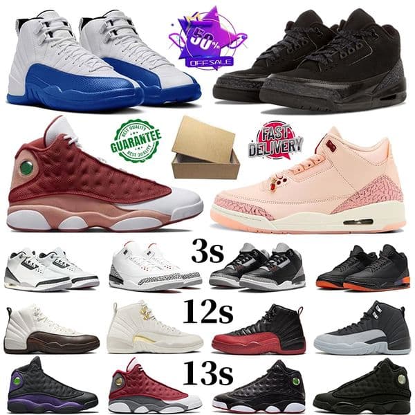 designer 3 3s 12 12s 13 13s Basketball Shoes man Woman sneakers Black Cat Valentine's Day 2025 Cement Grey Blueberry Barons Taxi Playoffs Red Ft big size 36-47