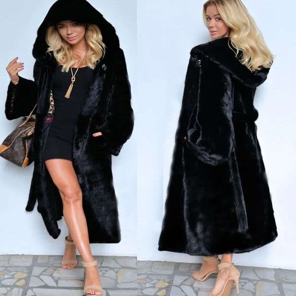 Women's Skirt Imitation Fur Coat, Solid Color Long Sleeve Street Fashion Autumn And Winter 2024