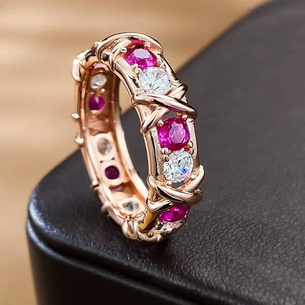 High end designer diamond ring size 6-9 women's jewelry designer ring rose gold silver cross wedding ring luxury jewelry girl party birthday gift