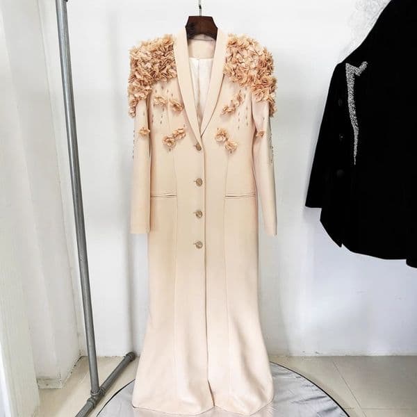 (126) New Fashionable and Temperamental Heavy-duty Beaded Three-dimensional Flower Green Fruit Collar Dress