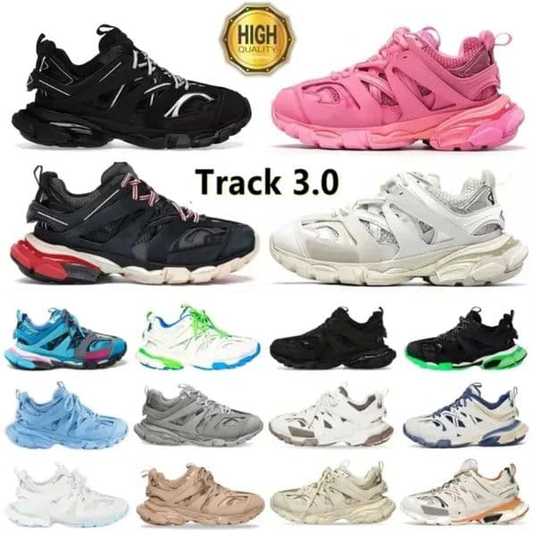 high quality designer track tracks luxury mens women trainers Track 3 3.0 Shoes Triple white black Tess.s. Gomma leather Trainer Platform Sneakers shoes withbox