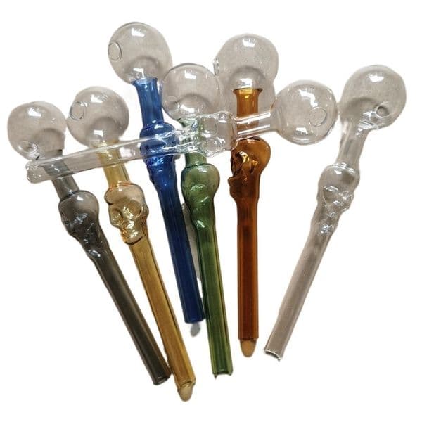 30mm Big Ball 5.5 inch length Skull glass pipes Curved Glass Pipes glass tube Skull head smoking pipes handcrafts