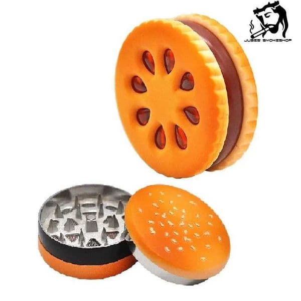 JUSES S Hamburg Biscuit Shape Metal Dry Herb Grinder 55mm 3 Layers Tobacco Herb Crusher Dried Flowers Herbs Home Gift for Men W250121