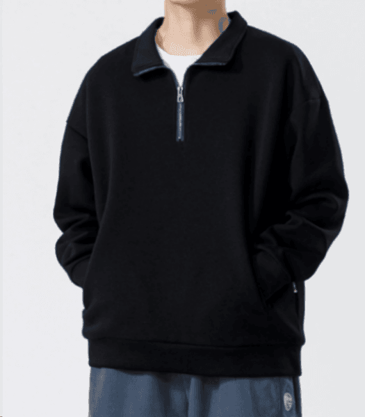 66 Turtleneck Sweatshirt for Men Autumn and Winter Thickened Loose Trendy Solid Color Casual