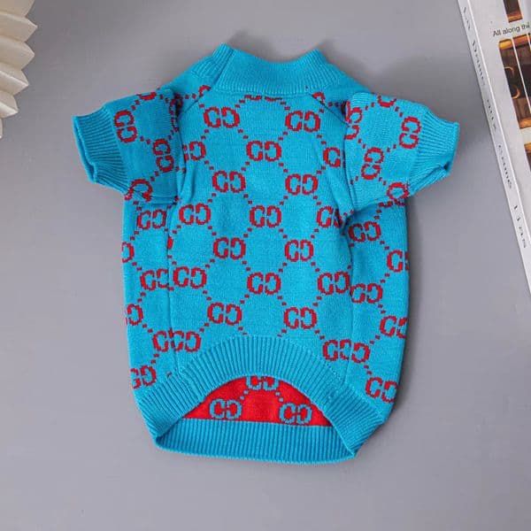 Luxury Apparel Designer Dog Clothes Soft Warm Pets Sweaters Knitted Turtleneck Cold Weather Puppy Coats Cat Sweatshirt for French Bulldog Pomeranian Blue L A421