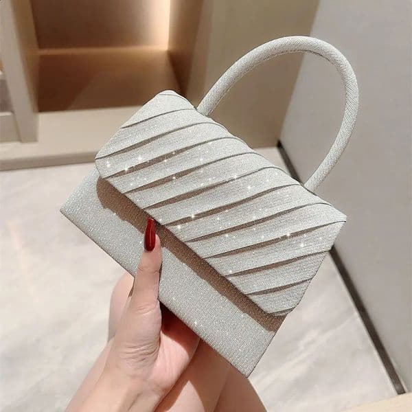 Gold Bright Silk Evening Bag Women Elegant Fashion Banquet Clutch Chain Shoulder Bags Purse Female Wedding Party Handbags 250122