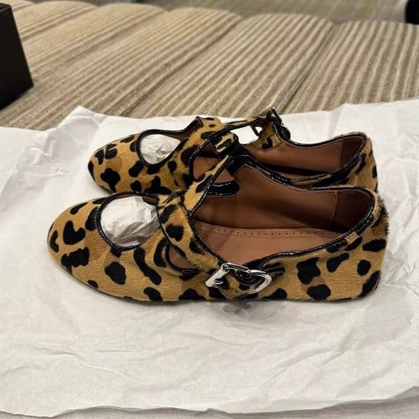 Delivery Of Designer Women S Sheepskin Korean Round Toe Leopard Print Simple Women's Shoes Genuine Leather Flat Single Shoes Versatile Lazy Little Leather Shoes