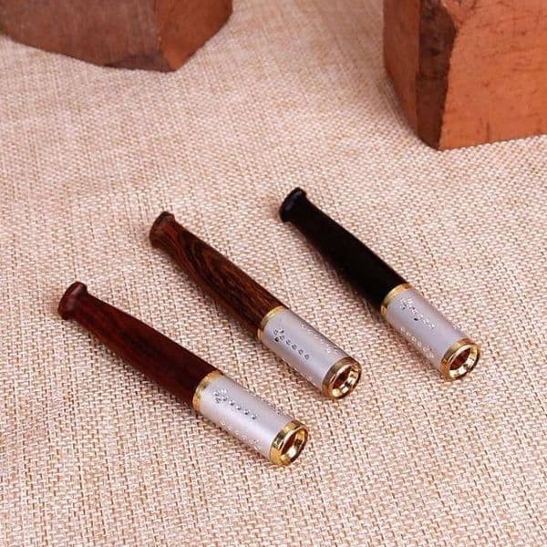 Smoking Pipes Sandalwood ebony with metal edge filter to remove cigarette nozzle, copper head, pull