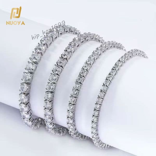 3/4/5MM Iced Out Brass Adjustable Tennis Bracelets Man moissanite Cubic moissanite Tenis Bracelets for Men Women