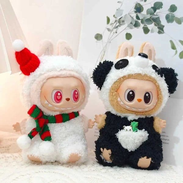 17cm Labubu V1 V2 Doll Clothes Outfit Accessories Jumpsuit Plush Suit Santa Claus Panda Snowman Cosplay Labubu Clothing XJ250802