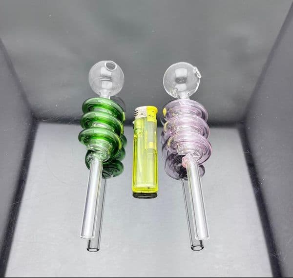 Glass Bowl Pipes Male Joint Colour Funnel Bowls Smoking New color double-layer spiral glass direct cooker