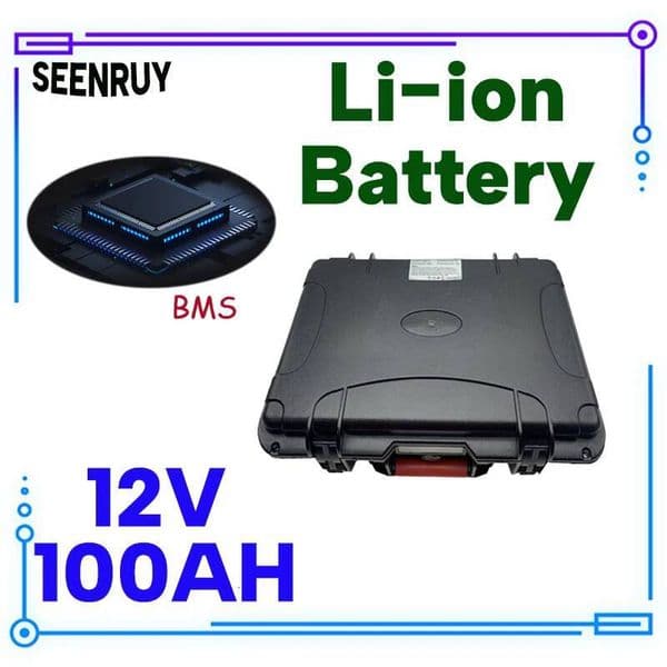 Li-ion 12V 100AH Waterproof Battery with BMS 100A For Portable Power Station RV Home Energy Storage