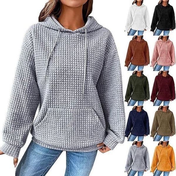 2025 Autumn/winter New Designer Top, Women's Fashion Crossover New Style, Small Round Neck Long Sleeve Sportswear, Solid Color Women's Top, Hoodie