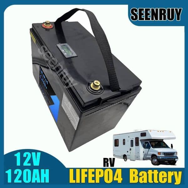 12V 120Ah Lifepo4 With Charger Connection In Series Lithium Iron Phosphate Battery Perfect For Motor RV Home Solar System