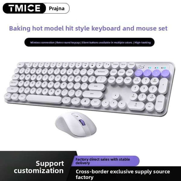 Ck280 Wireless And Mouse Set Colorful 2.4G Silent High-Value Keyboard For Girls Customizable