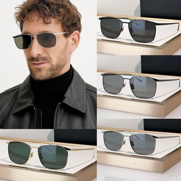 SQUARED SUNGLASSES Brand Womens Designer Metal Frame Sunglasses SL796 mens classic pilot sunglasses metal nose pads double bridge and nylon lenses with box