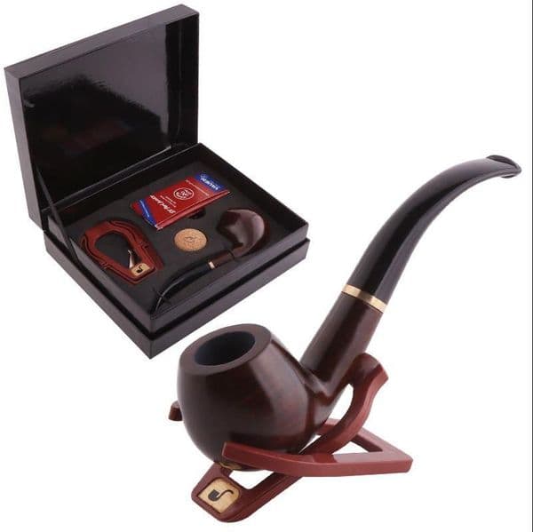 Smoking Pipes Black sandalwood pipe package with a full set of 18 accessories, solid wood pipe