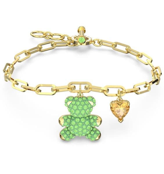 Lovely agile little bear designer charm bracelet for women link chain cute bears bangle bracelets necklace choker with pink green crystal jewelry
